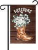 Welcome Cowboy Boots Double-Sided Garden Ag 12x18 Fall Yard Decor, Outdoor Garden Welcome Ag for Lawn, Farm and Patio Ba EEL