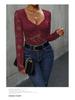 Body da Donna con Scollo Quadrato e Patchwork di Pizzo - Sexy Monopezzo a Manica Lunga