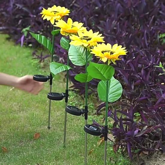 Solar-Gartenlicht, Wasserdichtes Automatisches Ein/Aus-Design, Sonnenblumenförmige Gartenlampen für Hof Terrasse