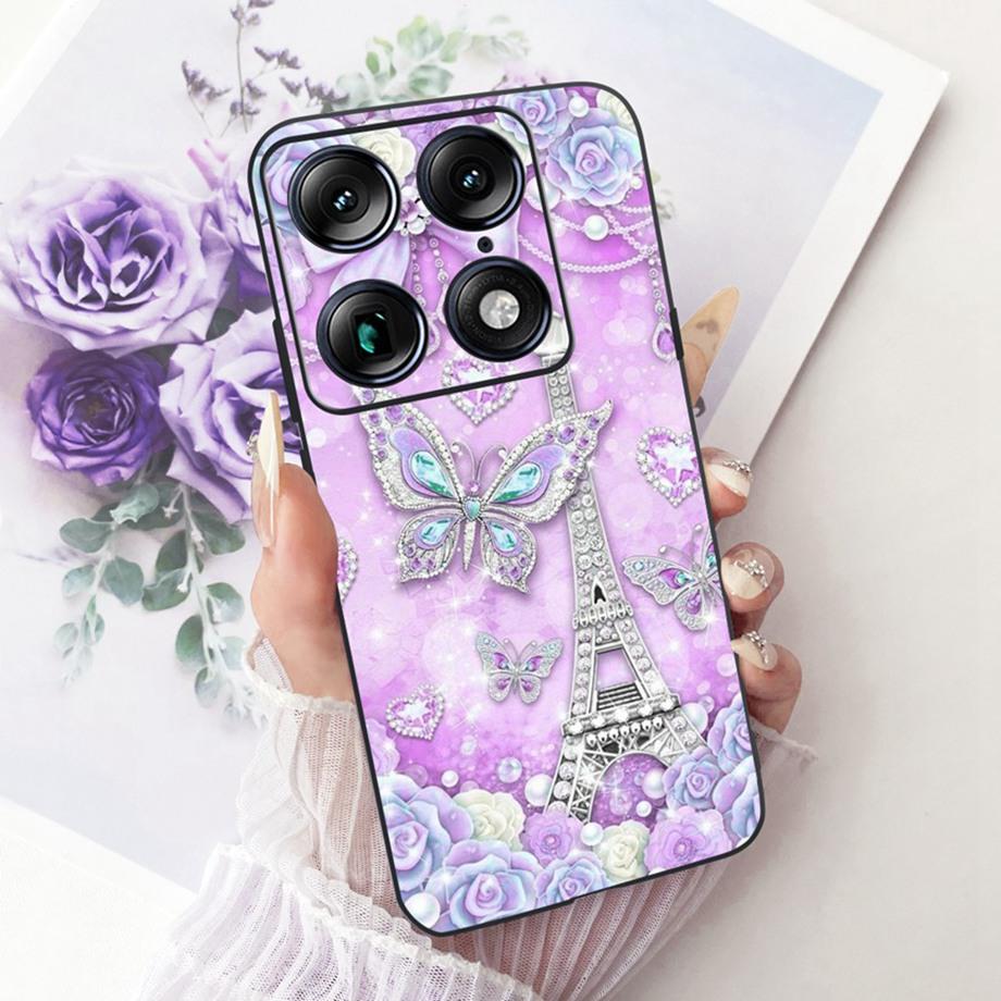 For Moto X70 Air Pro Motorola Signature Phone Case Soft Black Silicone Cover Butterfly Dragon Cat Floral Painting Bumper Funda