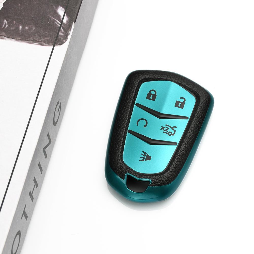 Tpu Leather Auto Car Smart Key Cover Case For Cadillac Escalade Esv Srx Sts Xts Elr Ats Ct6 Cts Dts Xt5 Keyless Fob Bag Keychain