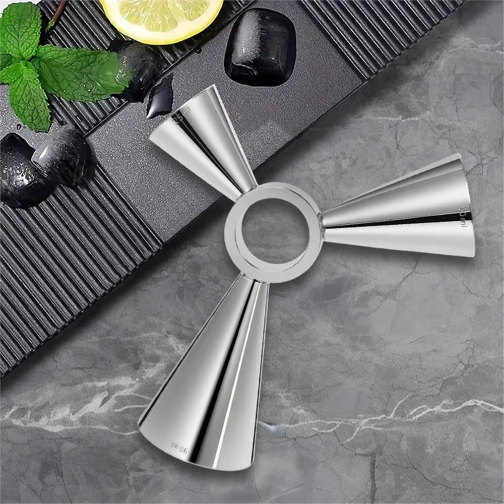 Professional 3-Ended Measuring Cup Multi-Capacity Drink Spirit Jigger Rotary Measuring Cup  Parties