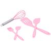 Cooking Spatula Set Silicone Baking Scraper Heat Resistant   Kitchen Utensil(Pink )