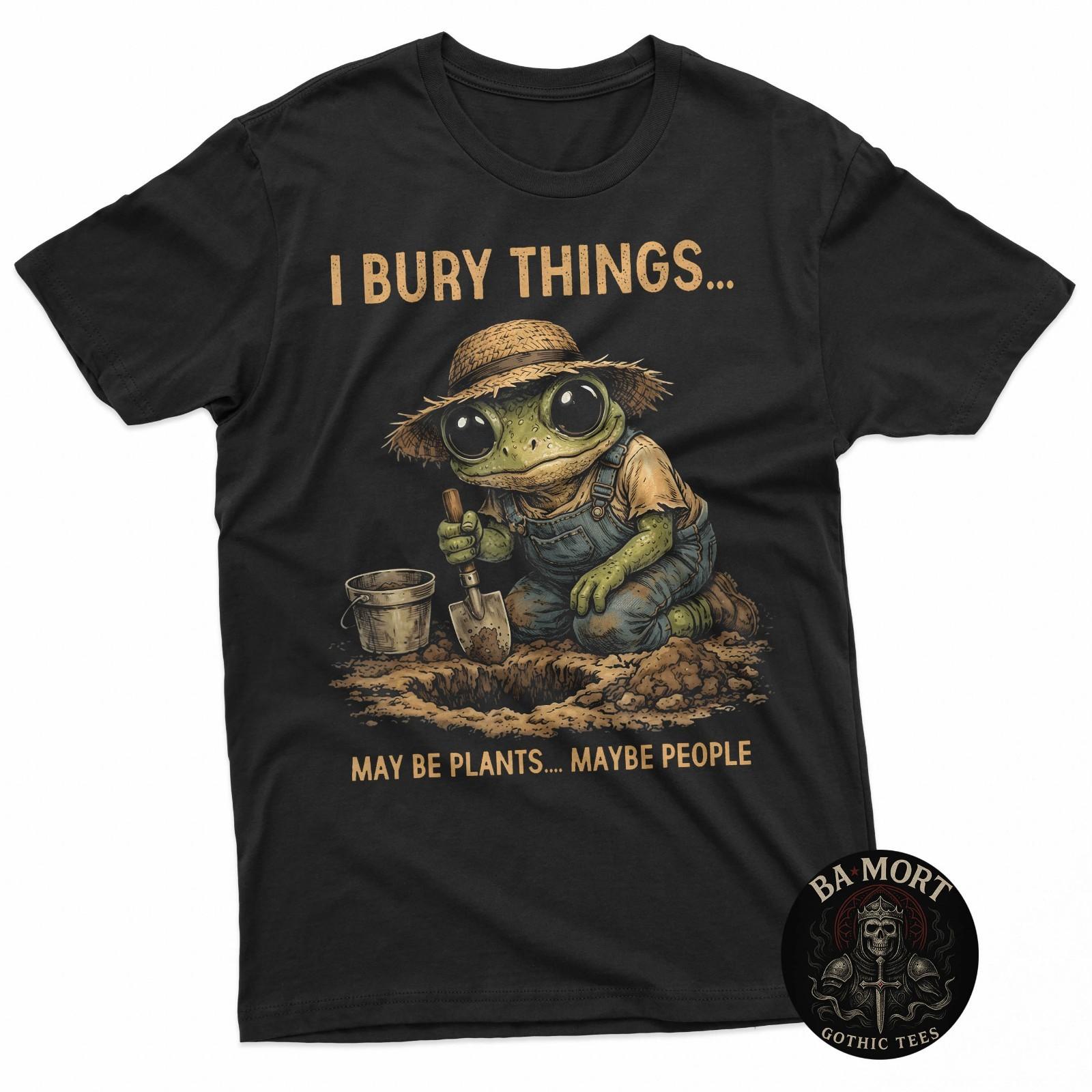 

I Bury Things Maybe Plants Maybe People Funny Frog Black T-Shirt 5XL різнокольоровий