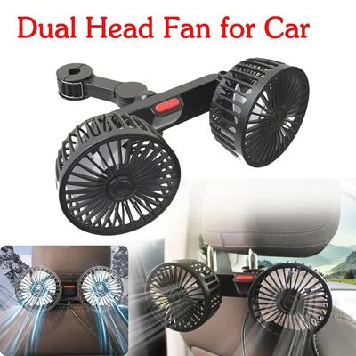 USB-Lade-Doppelkopf-Ventilator Auto-Sitzlehnen-Kühlventilator Sommer 360-Grad-Drehung Auto-Kopfstützen-Belüftung Ventilator Nackenkühler