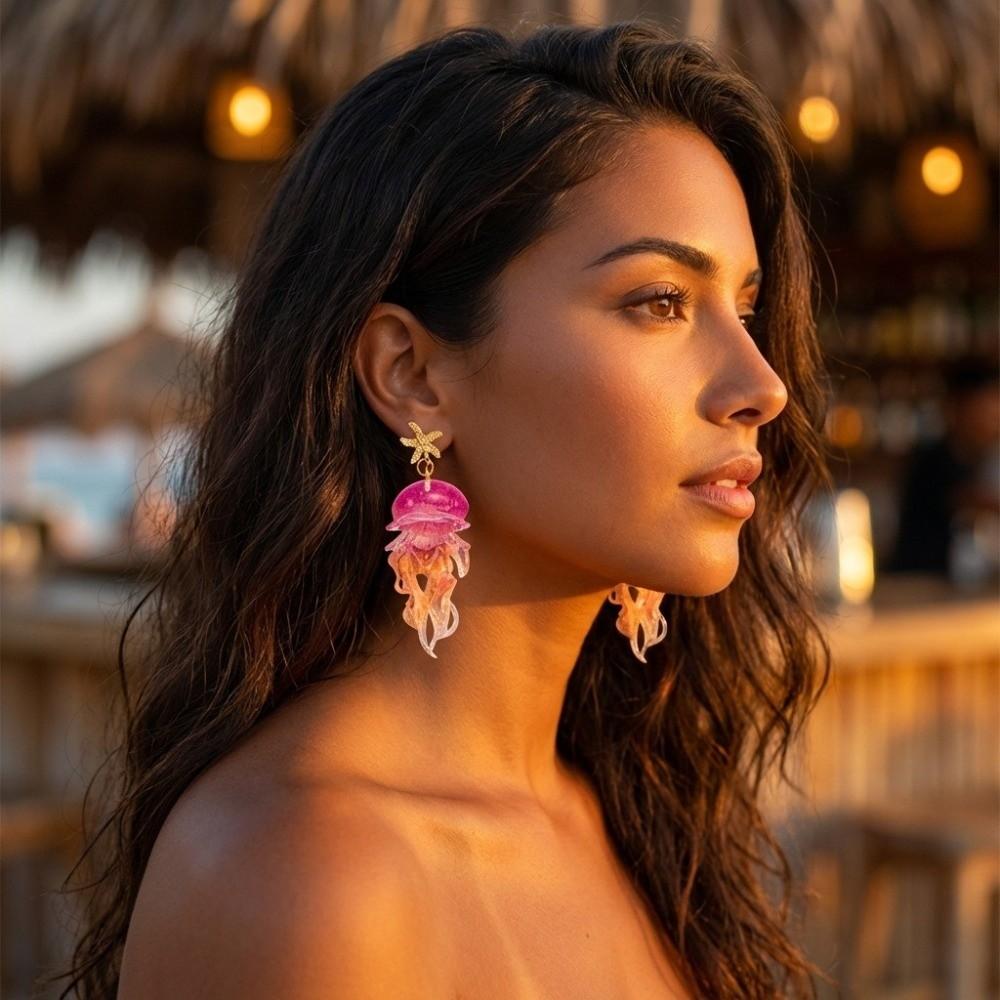 Personality Jellyfish Dangle Earrings Creative Summer Jewelry Daily Wear