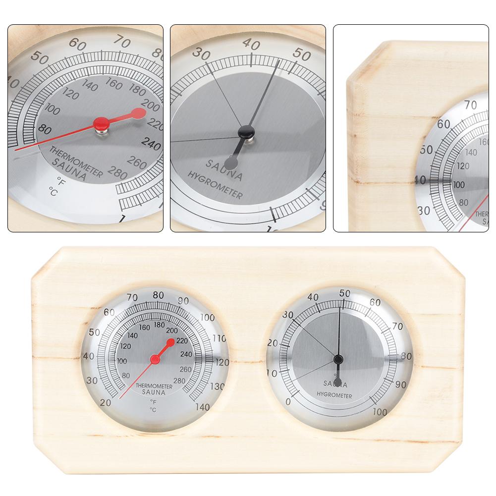 Portable 2in 1 Wood Hygrometer meter Hygrometer Steam Sauna Room Accessories