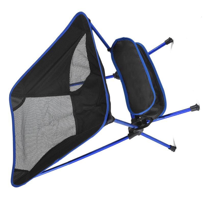 Outdoor Folding Beach Chair Portable Mesh Back Aluminum Alloy Rack Camping Chair for Fishing Dark Blue