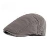Unisex Cotton Flat Cap British Retro Beret Hat Vintage Ivy Newsboy Cap for Men and Women Adjustable Casual Sun Hat with Embroidery