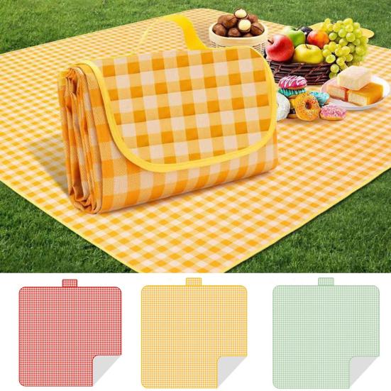 Outdoor Picnic Blanket Portable Extra Large Waterproof Sand-proof Beach Mat Foldable Rectangle Camping Moisture-proof Mat with Carry Strap
