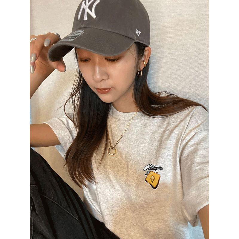 American Retro Small Icon Loose Short Sleeve Print Idle Style 2025 Summer New Arrival High Street Heavy Weight Short Sleeve T-shirt for Women