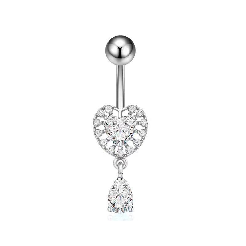 1PC Pink Color Series Crystal Belly Button Rings Snake Flower Heart Belly Ring for Women Stainless Steel Dangled Navel Piercing