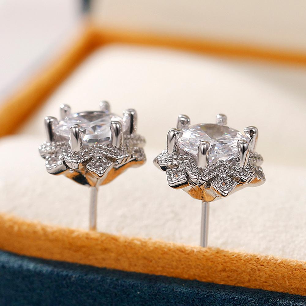 Neue funkelnde Blumen-Design-Zirkonia-Ohrstecker, Temperament-Ohr-Accessoires für Frauen, Party, ausgefallene Mädchen-Geschenk-Schmuck