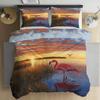 Flamingo Tropical Bedding Sets, Palm flower plant Duvet Cover Microfiber, Leaf Plant Duvet Covers With Zipper and Pillow Covers