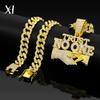 European and American Alloy Accessories Are Hot-selling TRUST NO ONE Diamond-encrusted Pendant, Men's Personality Trendy Hip-hop Cuban Chain