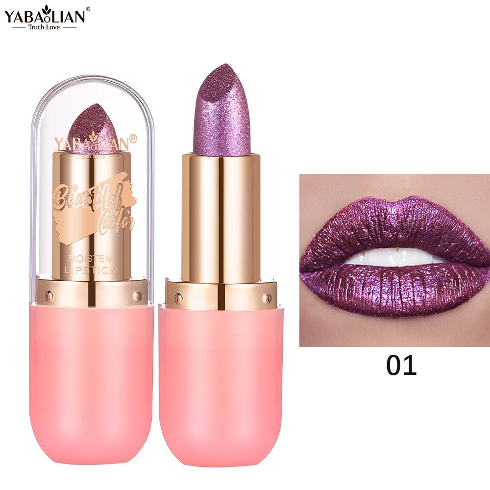 Metalická fialová chameleonská rtěnka Měnící barvu Matná třpytivá diamantová rtěnka Vodotěsný perleťový lesk na rty Sexy make-up