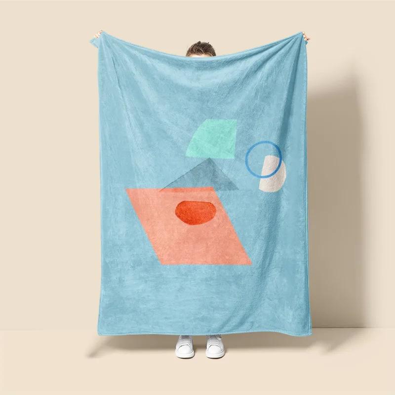Morandi Tone Abstract Botanical Blanket – Scandinavian Minimalist Throw for Sofa, Home Decor or Caf–Dual Purpose Plush Blanket