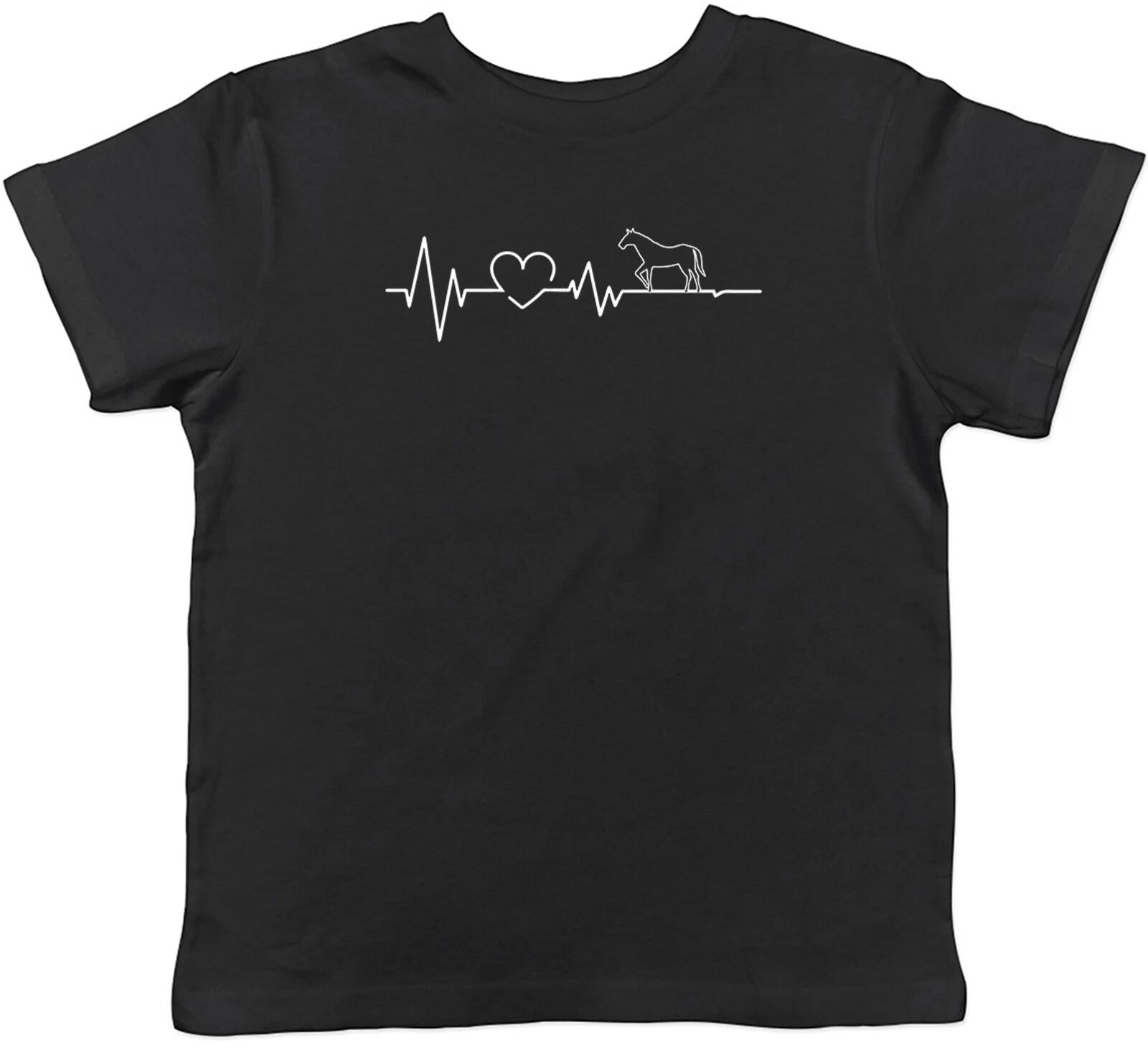 Heartbeat With Horse Animal Childrens Kids T-Shirt Boys Girls Gift 130