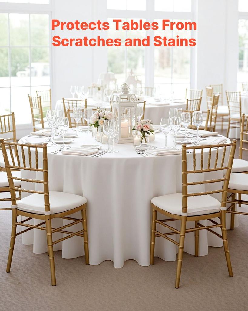 White Round Tablecloths 2 Pack, 120 Inches In Diameter, Stain- & Wrinkle- Resistant, Machine Washable Table Clothes, Polyester Fabric Table Covers for