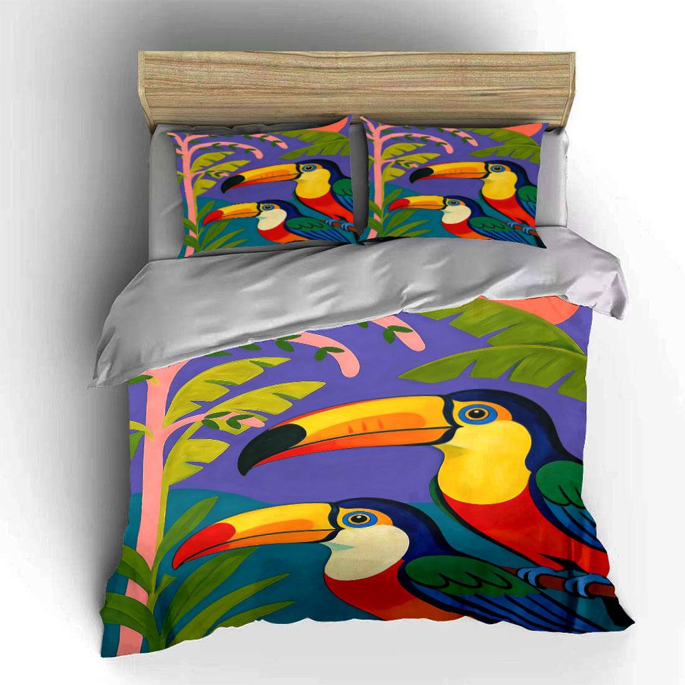 Colorful Toucans and Foliage. Bedding Sets Duvet Cover Sets Duvet Covers Pillowcases(1* Duvet Cover 2* Pillowcases Without Duvet Insert)