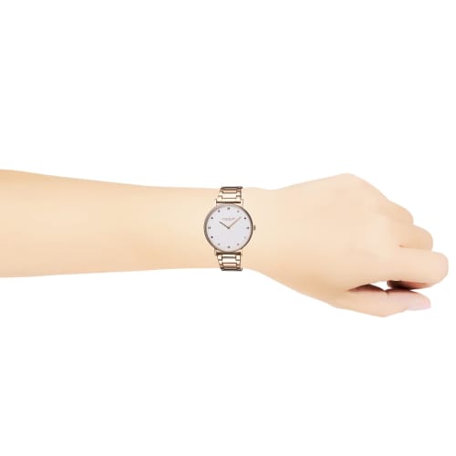 Coach PERRY Watch, 36mm, White Dial, Stainless Steel, Mineral Glass Quartz, Water Resistant, China Watch, 14503938, Women's, Gold