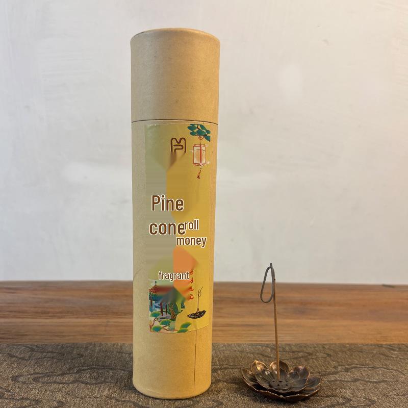 Pine Cone Scented Sandalwood Incense Scroll for Indoor Aroma Therapy and Buddha Offerings.