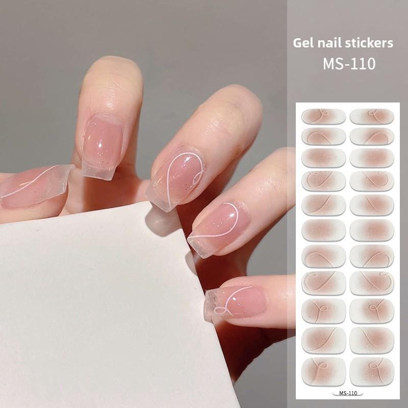 Gel Nail Stickers, 22-finger No-bake Nail Polish Glue, Wearable Nail Pads, Full Application
