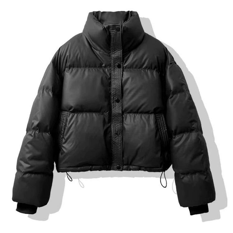 

Женская утолщенная куртка с воротником-стойкой, на хлопковой подкладке, однобортная, с карманами, повседневное пуховое пальто, зимнее теплое свободное короткое пальто, осеннее S чёрный