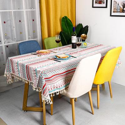 Mantel de estilo étnico para las cuatro estaciones, estilo retro, bohemio, estampado de algodón y lino, mantel para mesa de comedor, mantel para mesa de centro, mantel rectangular