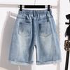 DIMANAF 2026 Summer New Plus Size Women Embroidered Floral Denim Shorts Casual Elastic Waist Short Pants Jeans