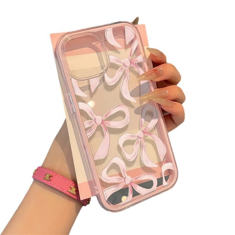 Bow Knot Case for iPhone 16 Pro Max & 17AIR: Two-in-One Frame and Soft Cover