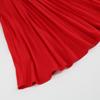 Women Autumn Winter V Neck Long Sleeve Belt Solid Color Pleated High Waist Dress