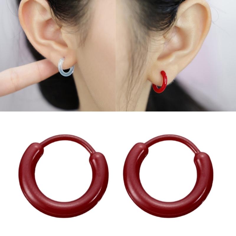 Orecchini a clip colorati in resina per piercing all'orecchio Cerchi leggeri Orecchini per uso quotidiano Accessori moda per ragazze