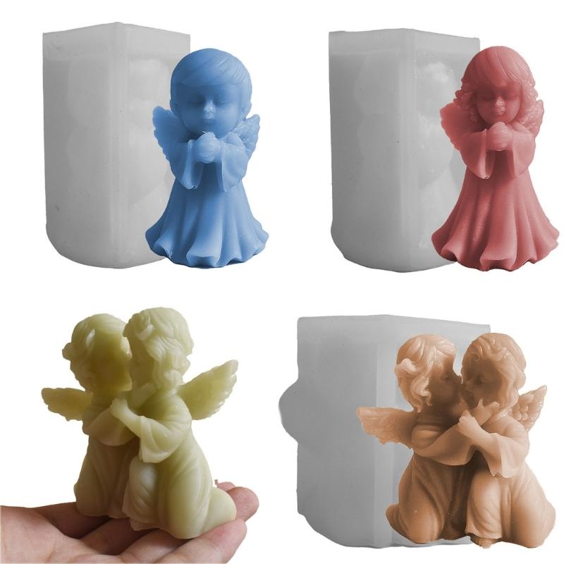 Angel Figurine Silicone Molds for Candle Soap Making Multipurpose Winged Girl Silicones Candle Mould for Epoxy Resin