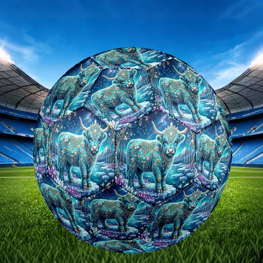 1pc Fantasy Bull Winter Theme Soccer Ball Football, Size 5, Lightweight PVC, Outdoor Training Soccer Ball,Sports Gift T61475