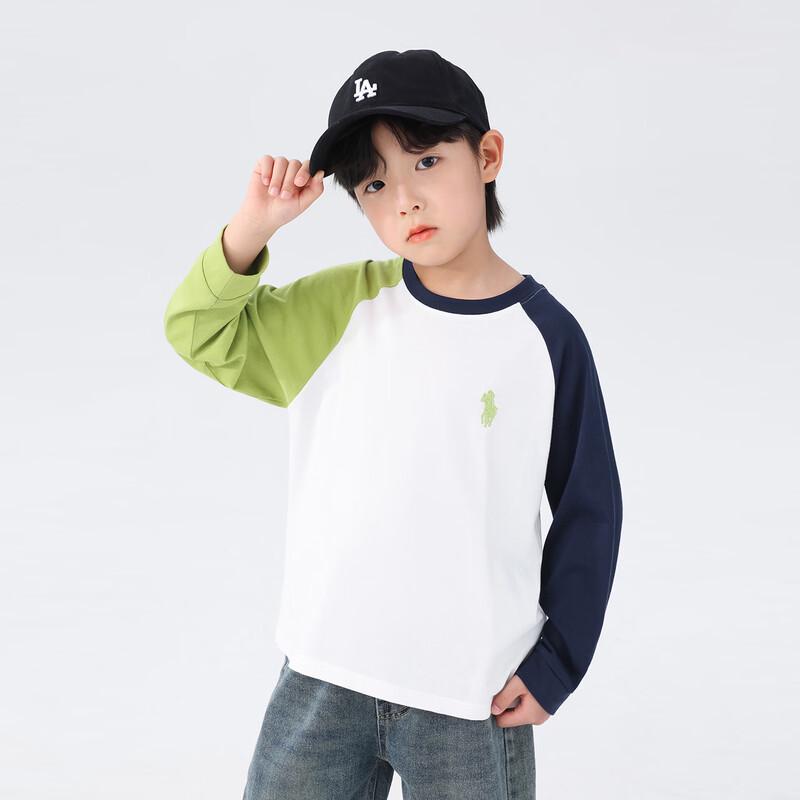 Jungen-Farbblock-Baumwoll-Langarm-T-Shirt