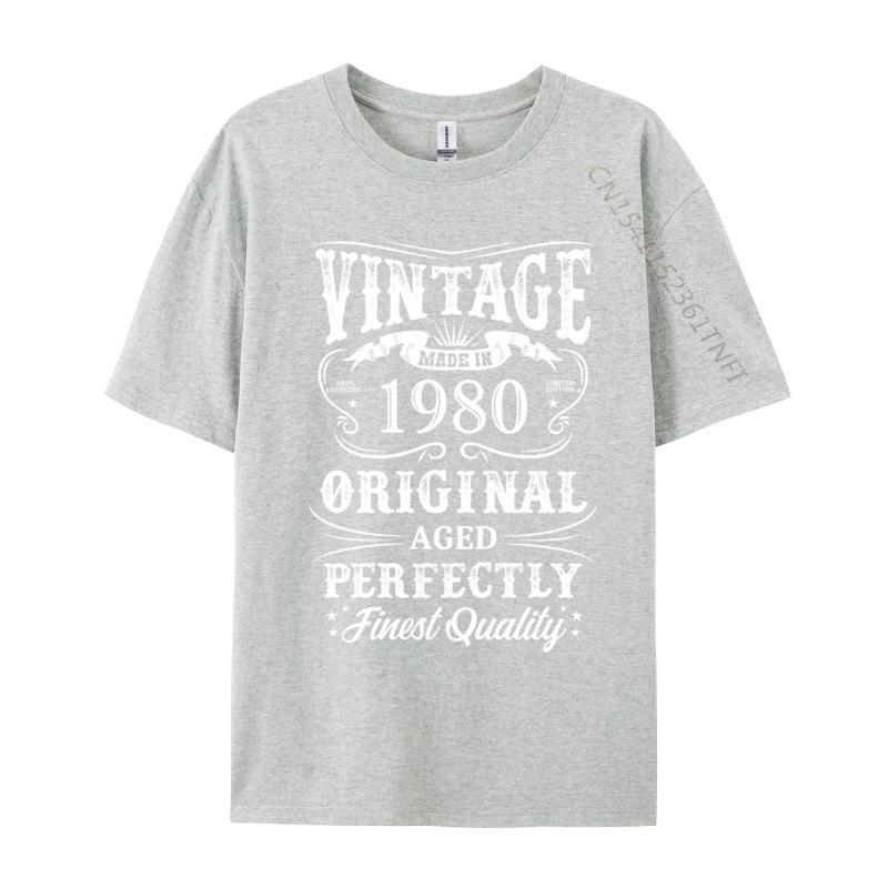 Men's T-Shirt 1980 Original Birth Year Vintage Made In 1980 T-shirts Fitness Tight Tees New Arrival Print Slim Fit Tops Shirt