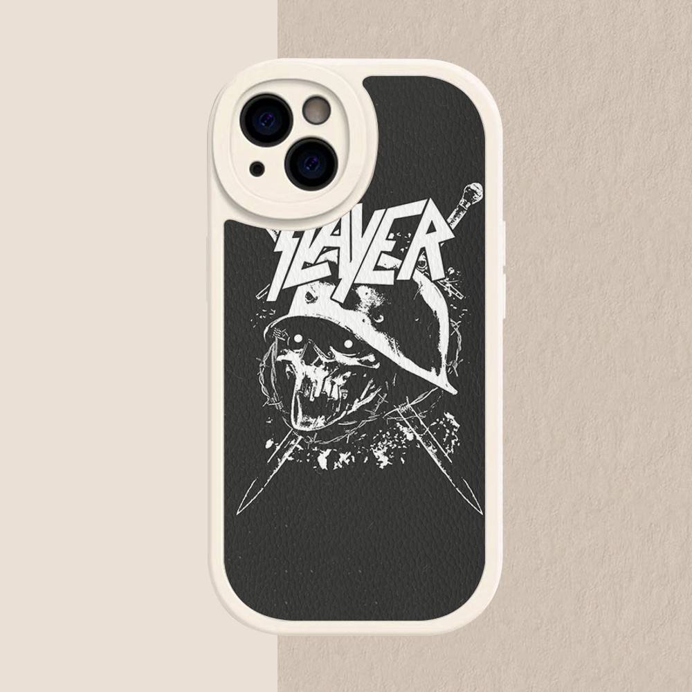 1pc Heavy Metal S-slayer Band Phone Case Hard Leather For IPhone 16 15 14 13 12 Mini 11 14 Pro Max Xs X Xr 7 8 Plus Fundas
