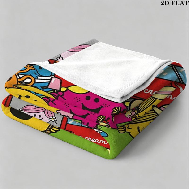 1PC Mr. Men Little Miss Custom Name Patterned Flannel Blanket Suitable For All Seasons for Home Decor Warmth and Comfort Gifts Holiday Present