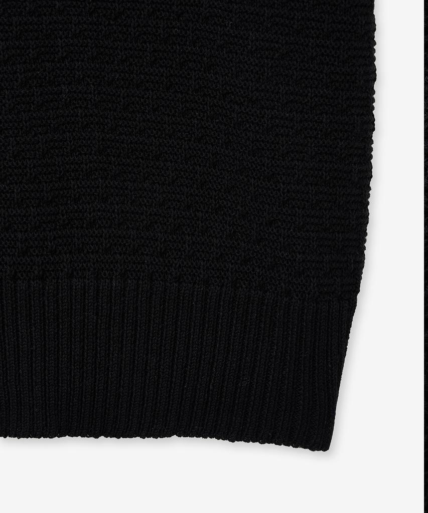 BLOND9 Soft Cropped Round Short Sleeve Knit_Black