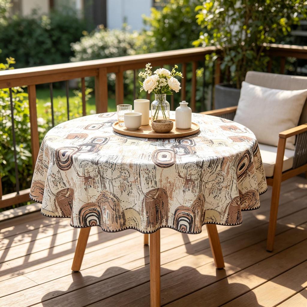 Kitchen Dining Table Protection Thickened Cotton Fabric Round Table Cloth