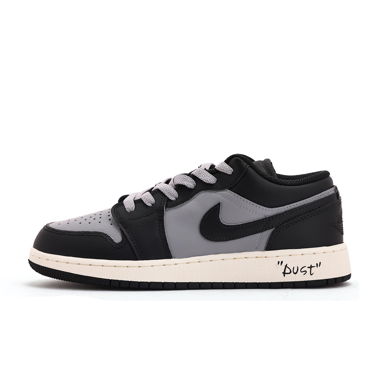 

Jordan AIR JORDAN 1 BANNED Leather Abrasion Resistant Low top Vintage Basketball Shoes Unisex Black Gray 553558-081(Team-) 40.5