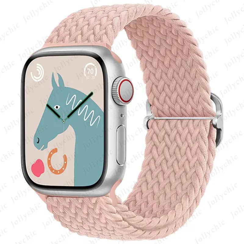 Braided Stretchy Adjustable Straps Compatible for Apple Watch Ultra 2/1 Band 38mm 40mm 41mm 42mm 44mm 45mm 49mm for Women Men