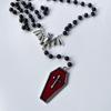 Dark Y2k Goth Bat Cross Beaded Necklace With Alloy Chain For Fashion Lovers