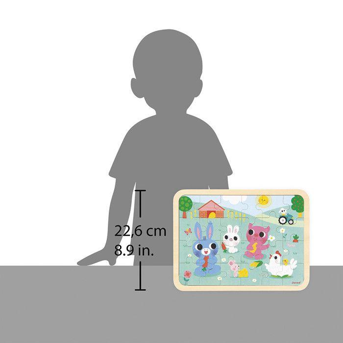 Puzzle en Bois 24 Pièces Enfant Dès 4 ans - Thème Ferme - Modèle inclus + Jeu des 5 Erreurs sur le Plateau