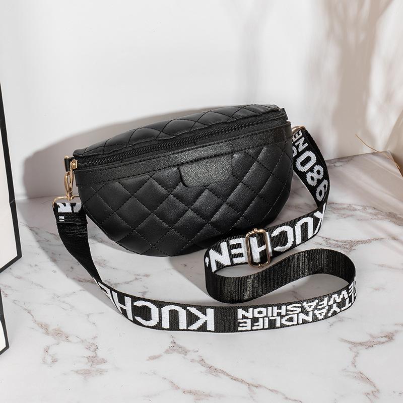 Bag autumn new niche design printing webbing embroidered fanny pack shoulder bag messenger bag