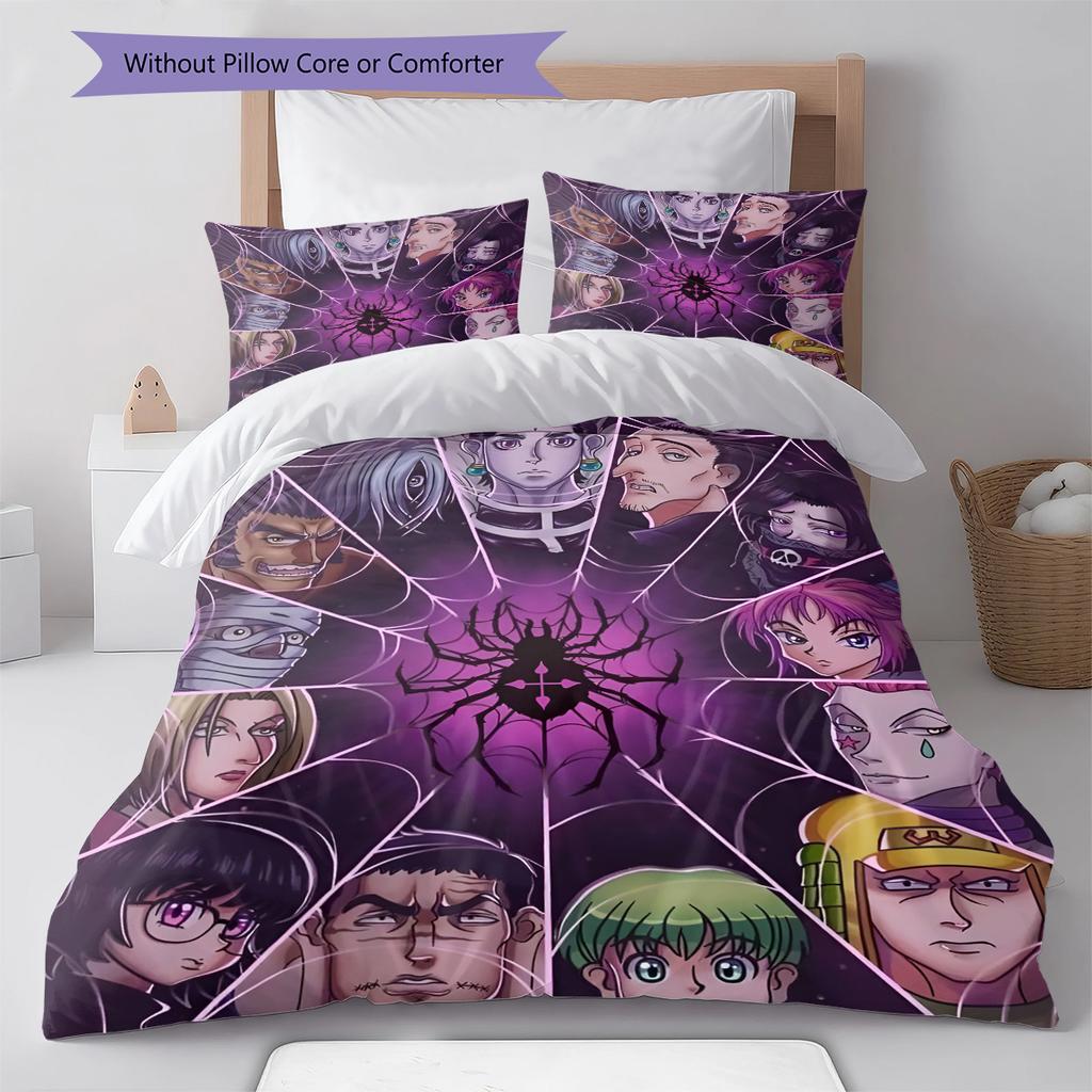 Set Copripiumino Trapuntato con Motivo Anime Federe Decorazione Casa Regalo di Compleanno (1 * copripiumino + 2 * federa, senza nucleo)