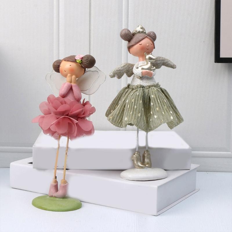 Cute Long Leg Girl Figurine Sculpture Resins Craft Standing Girl Statue Book Shelves Table Ornament Home Desktops Decors