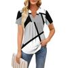 Maglietta da donna a maniche corte, casual, con scollo a V, pieghe sul petto, stampata e ampia