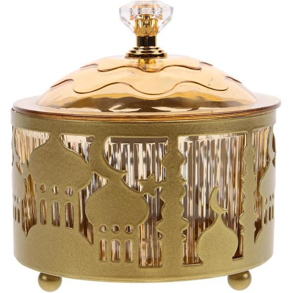 

EXCEART Holiday Serving Platter Middle East Snack Tray with Cover for Eid Treats Nuts Dried Fruits Party Tea Dish Home Celebrations